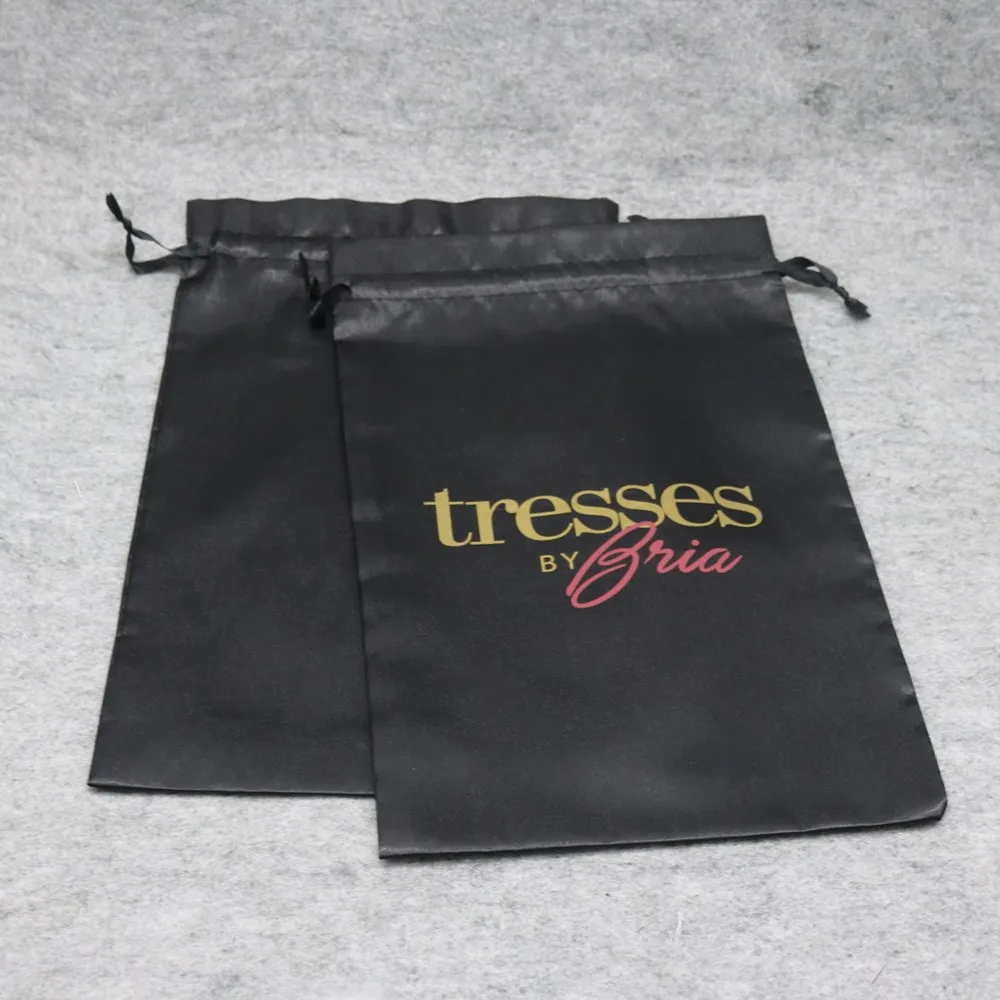 custom logo satin drawstring jewelry pouch with printed logo