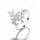 Fashion CZ Jewelry 925 Sterling Silver Leaf Ring