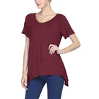 Women's Casual Loose Viscose Tunic Solid O-neck Short Sleeve Plus Size Tops