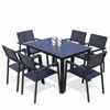6 Seater Black Poly wood Restaurant Outdoor Dining Furniture Table Set
