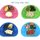 Wholesale Mini Size Silicone Baby Placemat Kids Feeding Mat Mushroom Silicone Mat Plate With Strong Suction Cup