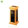 Shinning golden marble granite ashtrays/luxury cubic recycle dustbin /open top outdoor ashtray stand QX-147G