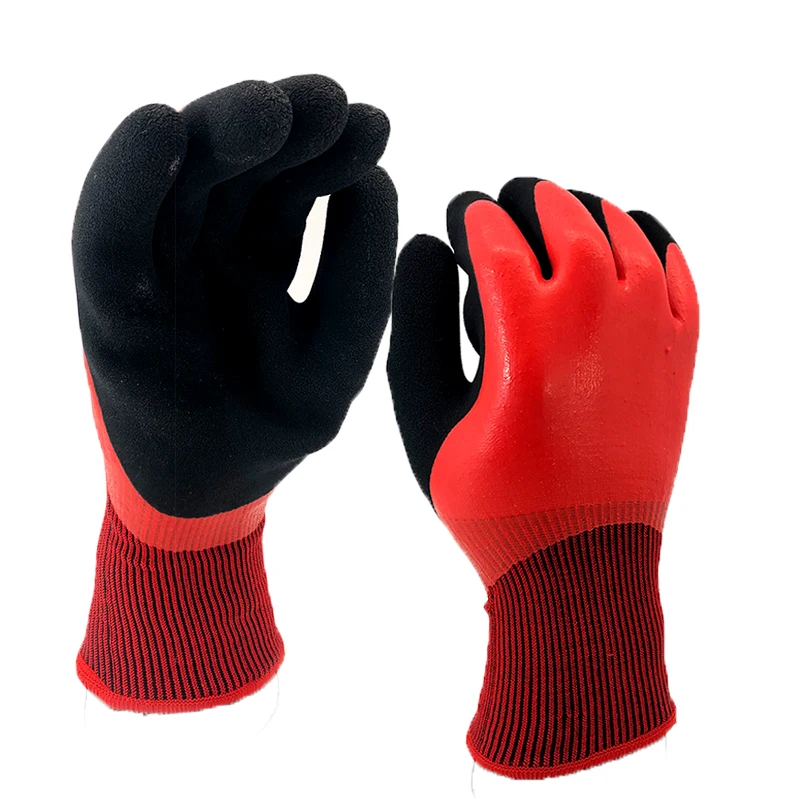 NMSAFETY orange 13 gauge nylon liner double coating foam latex super soft safety glove