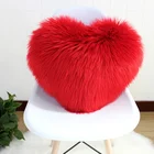 Heart shape long hair fur cushion cover throw pillow for couch cushion home decor