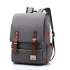 High quality durable canvas blank School College 15 inch Notebook bag outdoor Vintage Grey laptop canvas backpack for Women Men