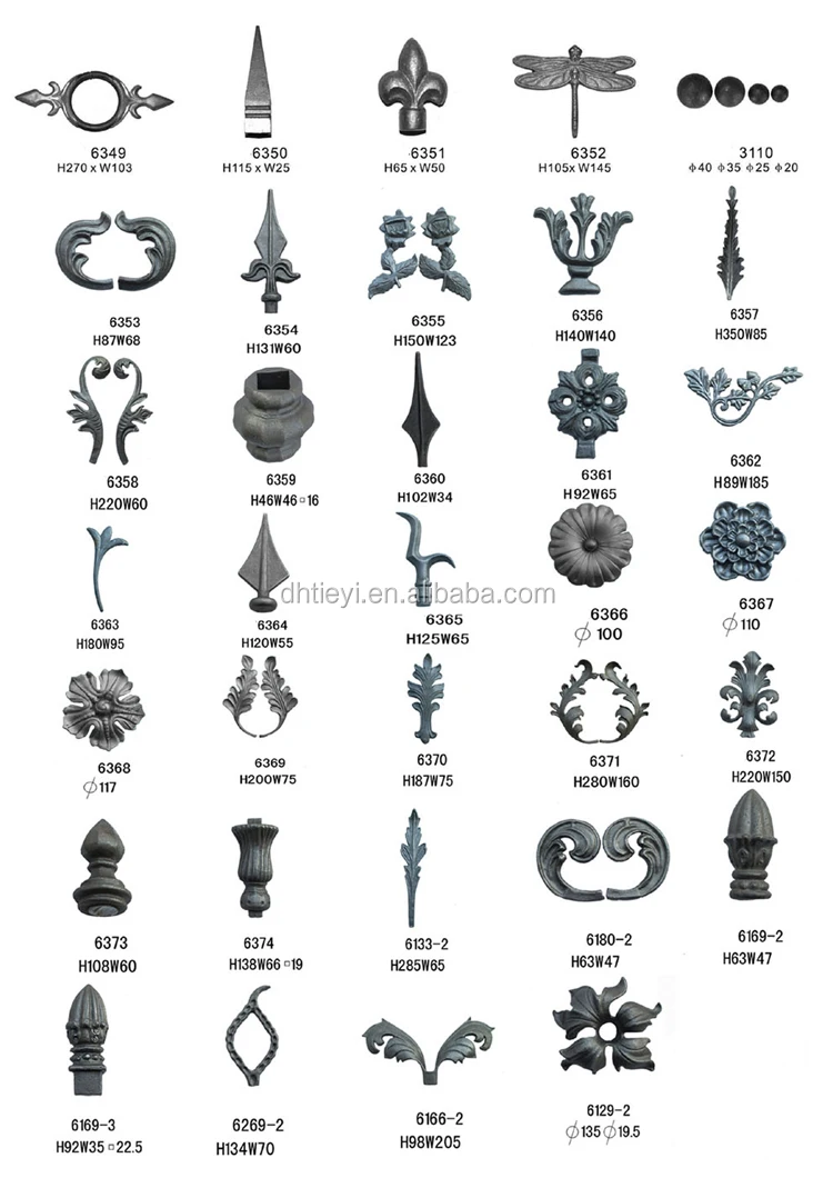 Ornamental Wrought Iron Components For Fence Gate Stair New Style