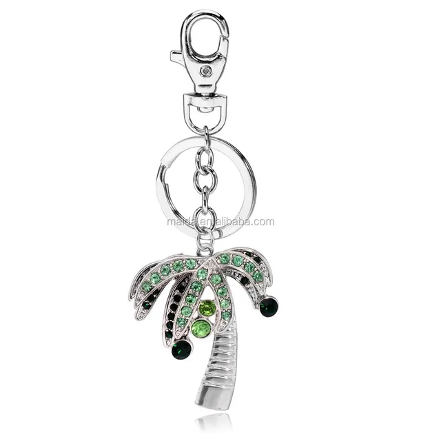 promotional gift keychain wholesale, crystal diamond palm tree