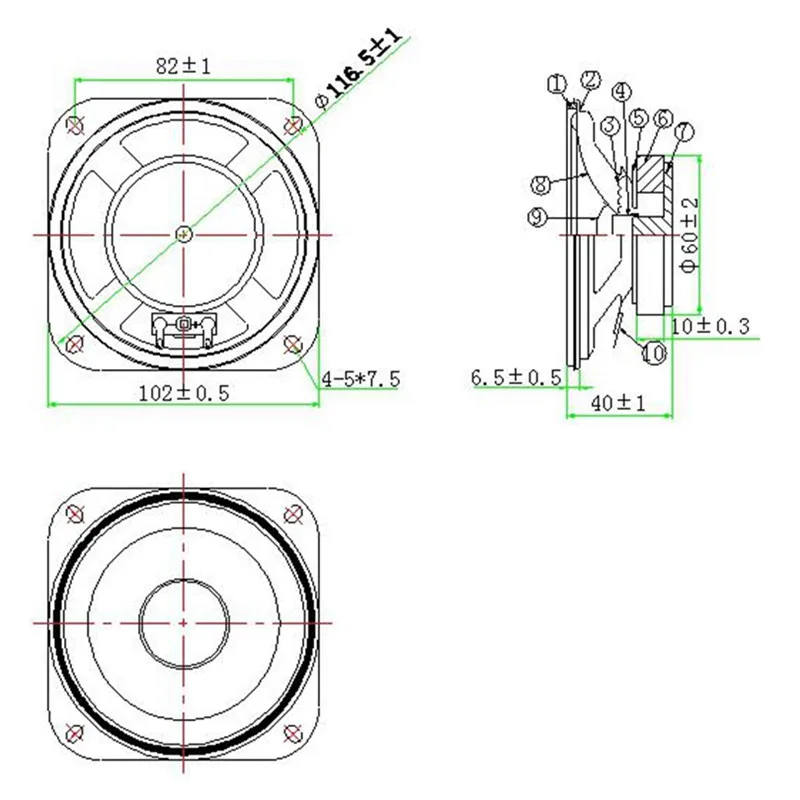 LS102W-6H-R8 4inch 8ohm 10w High Performance Audio Loudspeaker with Low Range Water Resistant 8.94V - ANKUX.COM