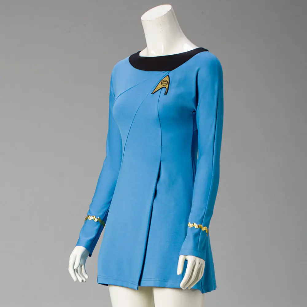 Cosplay Star Trek Female Duty TOS Blue Uniform Dress Classic Costume Adult New2