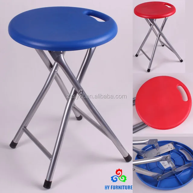 Utility metal legs folding plastic stools with handle wholesale
