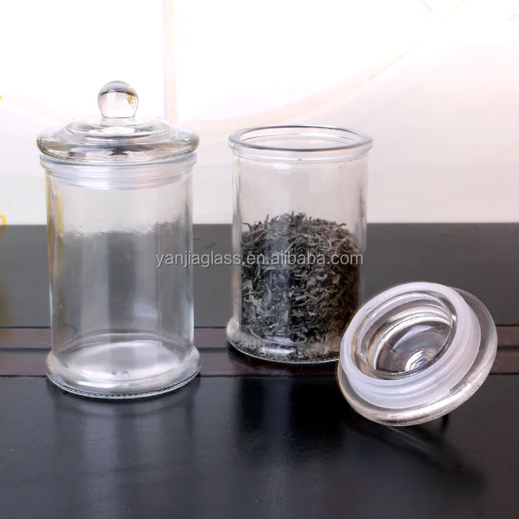 300ml glass jars tea storage cylinder jar with sealed glass lid