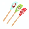 custom wholesale christmas best extra large kitchen heat resistant cake cream silicone spatula with wooden handle design