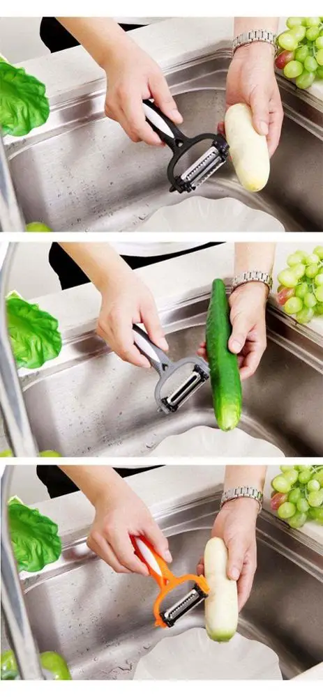 Stainless Potato Peeler Vegetable Slicer Cutter Kitchen Accessories 360 Degree Rotary Fruit Peeler Ultra Dual Julienne KC1092