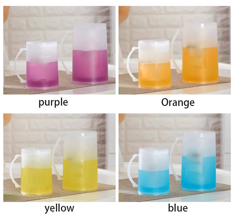 Amazon Hot Sale Double Plastic Beer Cup Clear PC Handle Mug Juice Drinking Cup Tableware Dining Pub Bar Accessories