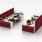 Wooden office furniture partition workstation cubicle 4 person used