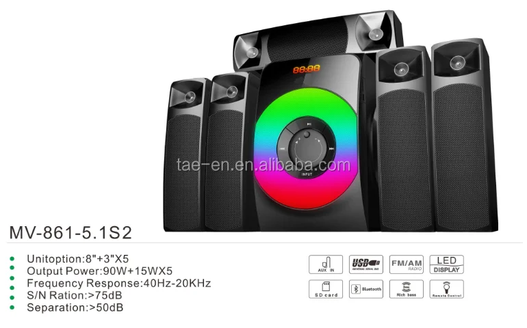 TK-861 5.1 system With BT/FM/USB/MP3/SD/Remote Control - ANKUX.COM