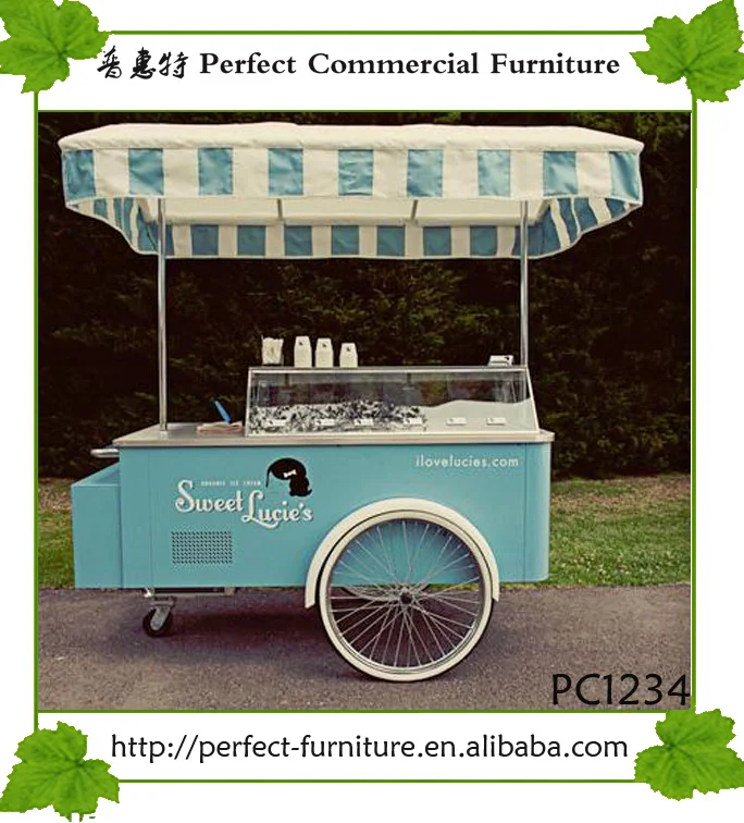 More view of ice cream carts / gelato cars/ gelatin trolley with wheels for...