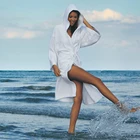 High Quality Women/Men Hooded Bath Robes 100 Cotton Velour robes with Caps