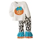 Wholesale kids halloween costume girls boutique pumpkin clothing childrens holiday clothes sets