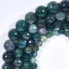 Natural Moss Agate Cutting Faceted Beads Well Polished Round Loose Beads for Jewelry Making, Factory Wholesale