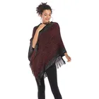 Guangzhou Factory Autumn Fashion Spliced Color Loose Pullover Knitted Coat Cloak Scarf Winter Shawl With Tassel