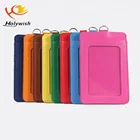 Unique design pocket credit business leather id card holder wholesale leather badge holder