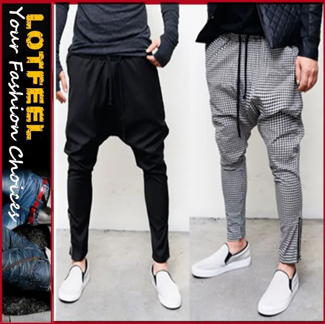 ジッパー式ドロップクロッチスリムスラックスダブダブスウェットパンツ( lotg180)-ジーンズ問屋・仕入れ・卸・卸売り