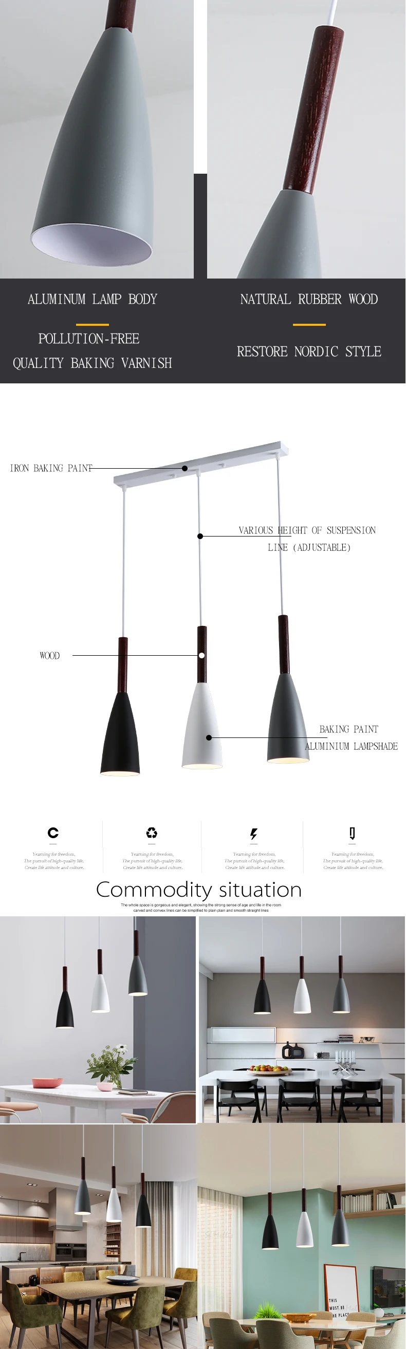 Vintage Decorative Hanging led modern lamp suspend pendant lights for hotel