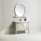 Beige Southeast Asian oak bathroom cabinet & Top Grade ceramic basin bathroom vanity & hotel bathroom furniture
