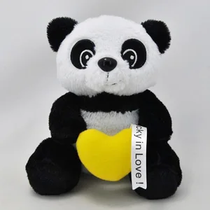 cute panda animal toy plush panda teddy bear toy with heart