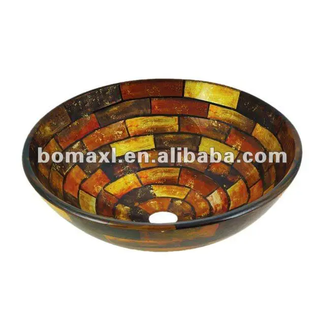 Mosaic Painting Bath Glass Sink Art Basin