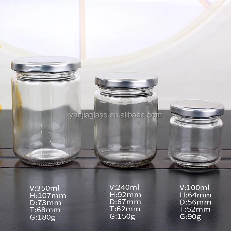High quality hermetic airtight pickle storage glass bottle jar 350ml