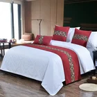 Hotel Bedding Decoration Neoclassical Big Red Cotton Bed Flag