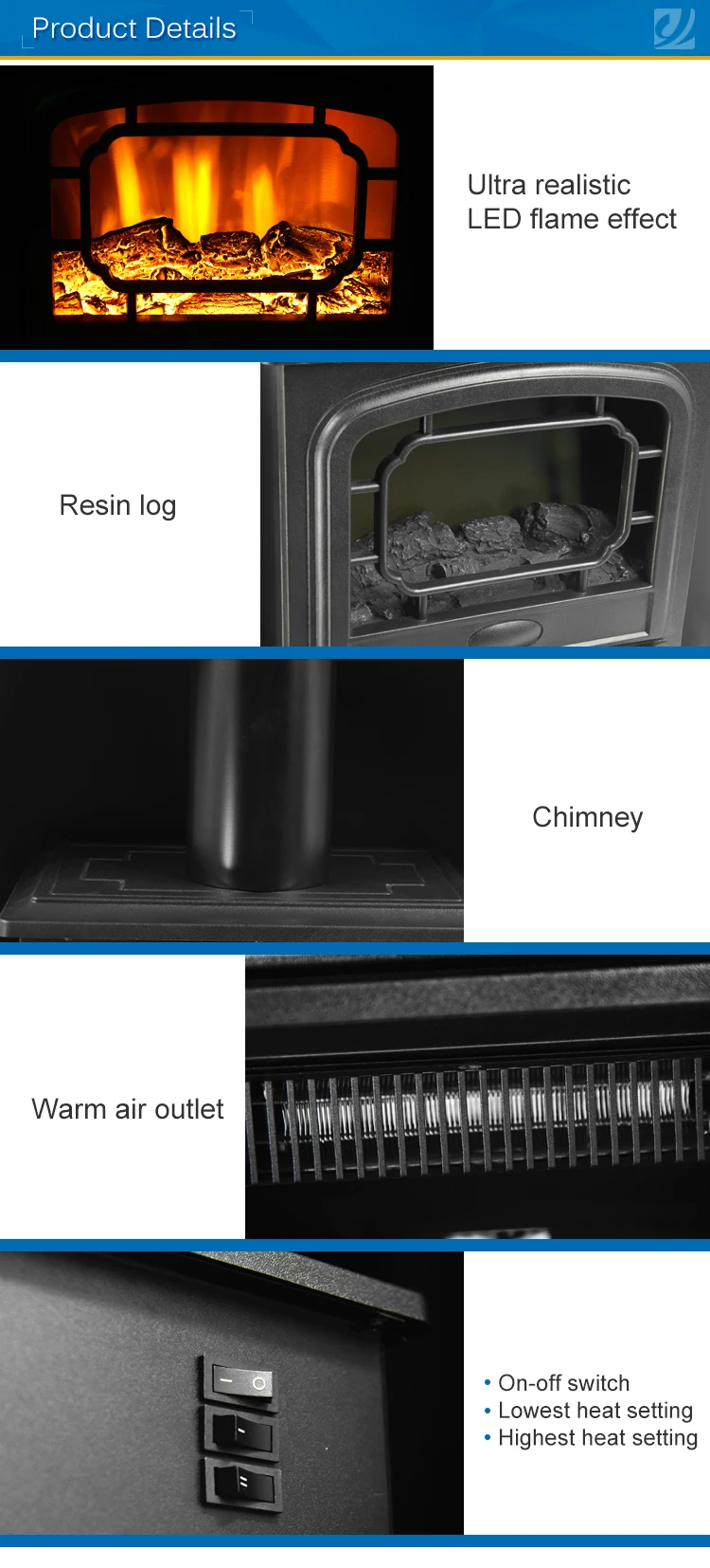 Freestanding indoor heater , best price 220v-240v protection safety electric fireplace with black mantle