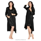 women luxury lace silk nightgown&robe set 2 pcs