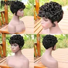 Brazilian Short Human Hair Wigs for Black Women Natural Color Remy Glueless Short Bob Curly Human Hair Wigs Pixie Cut Wigs