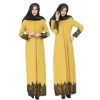 Wholesale fashion islamic clothing abaya flower pattern lace muslim dress for lady