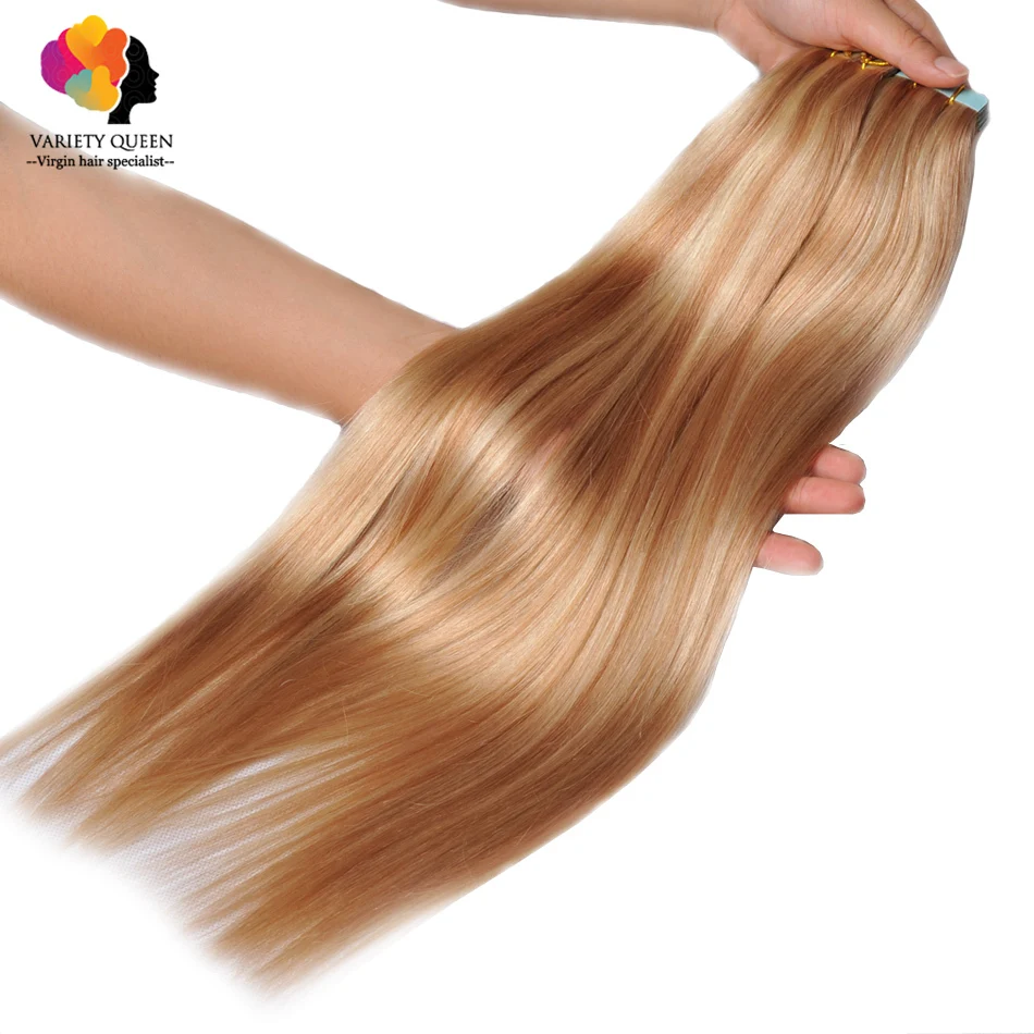 Tape in Human Hair Extensions Ombre 20/40Pcs Remy Seamless Double Drawn Skin Weft Bresilienne Straight 613 Blond Virgin Hair