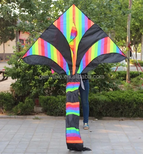 Chinese easy flying rainbow kite with irised tail  (2).jpg