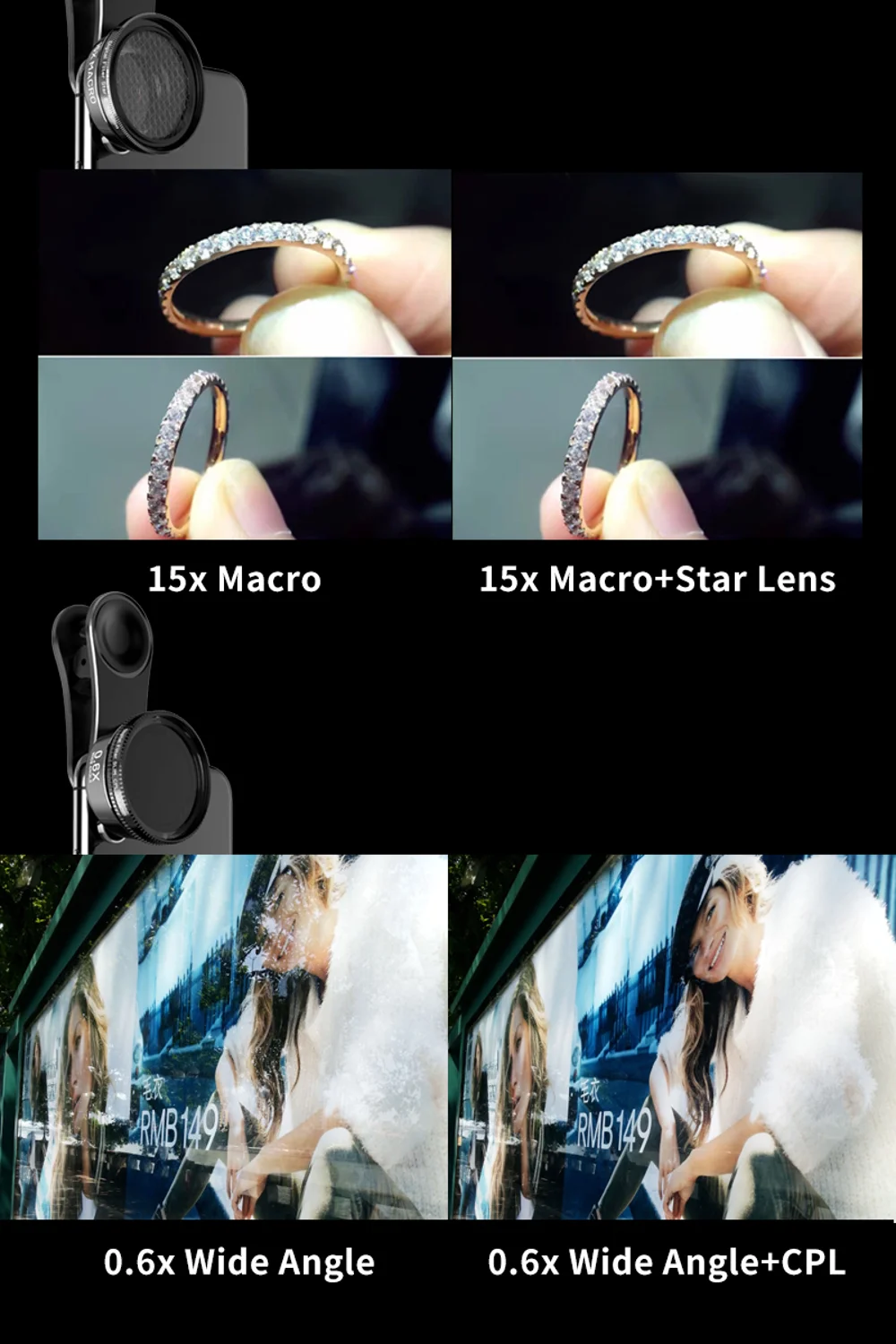 Exterior 185 Grado de ojo de pez lente de la c&aacute;mara del tel&eacute;fono m&oacute;vil - ANKUX.COM