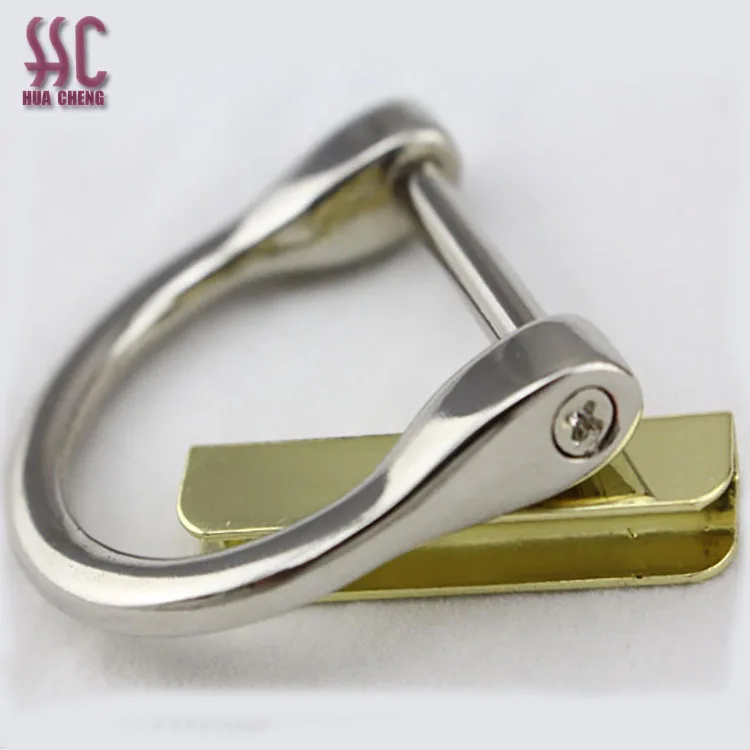 open D ring for handbag,bag screw metal D ring,screw lock D ring, View