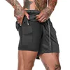 Men's Workout Running 2 in 1 Double - Deck Training Gym Shorts with Pockets