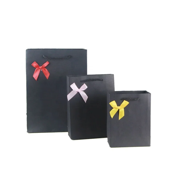 fancy black paper gift packing bag with bowknot