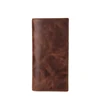 Cheque Book Card Holder Wallet With Zip Pocket Vintage Genuine Leather Men's Long Wallet