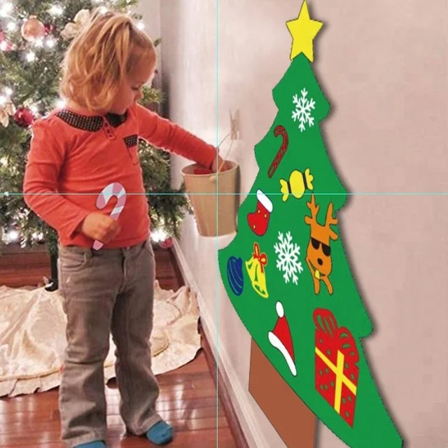 diy felt christmas tree set with ornaments for kids, xmas g