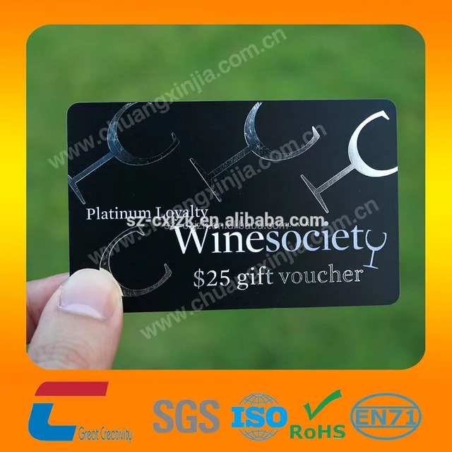 gift voucher or privilege pvc card with silver hot stamping
