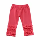 Wholesale beautiful solid color cotton plain tight yoga pants sxe fashion girls ruffle bottom OEM factory baby leggings pants