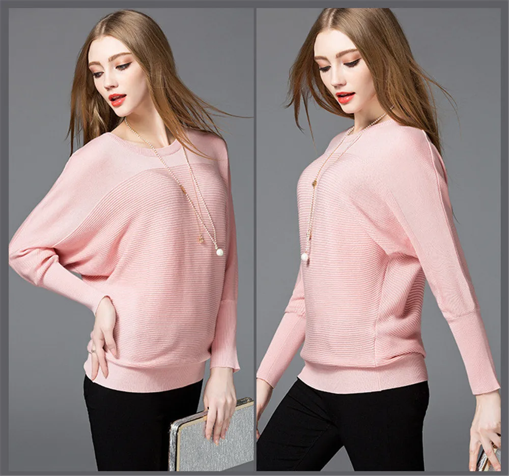 Cotton Women Blouses 2018 Spring Modal Pullover loose Blouse Women O-neck Knitted Blouse Women Batwing sleeve Sweater Shirt (6)