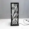 Laser cut square floor lamp with fabric shade and wood frame