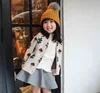 Autumn Baby Girls Cardigan Cotton Leaves Pattern Beige Knit Cardigan Little Children Clothing